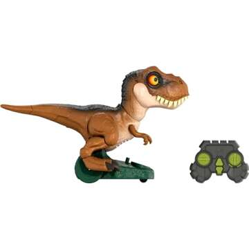 Mattel Jurassic World RC Dinosaur Toy, Roarin’ Frenzy T Rex Dino with Sound & 2 Modes, Full-Function Remote Control, Attack or Spin
