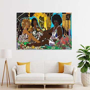 Home Decor Art Poster Mickalene Thomas Femmes Noires Canvas Painting Posters and Prints Wall Art Pictures for Living Room Bedroom Decor 24x36inch(60x90cm) Unframe-Style