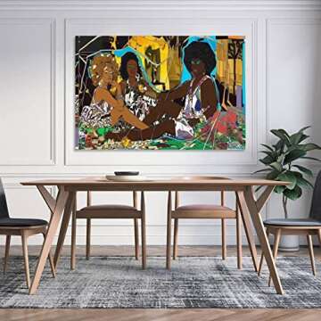 Home Decor Art Poster Mickalene Thomas Femmes Noires Canvas Painting Posters and Prints Wall Art Pictures for Living Room Bedroom Decor 24x36inch(60x90cm) Unframe-Style