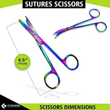 Cynamed Suture Stitch Scissors - Premium Quality with Rainbow Coating