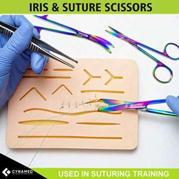 Cynamed Suture Stitch Scissors - Premium Quality with Rainbow Coating
