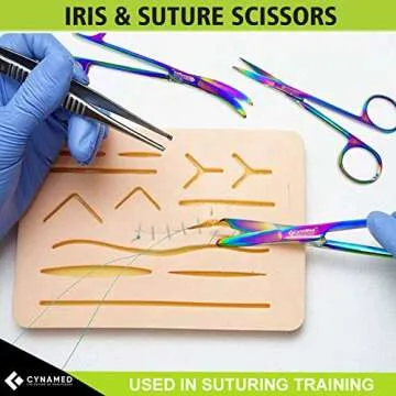 Cynamed Suture Stitch Scissors - Premium Quality with Rainbow Coating