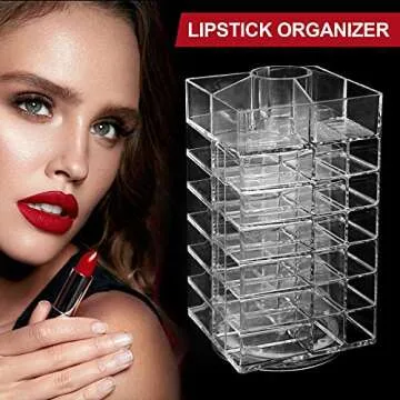 Stylish Acrylic Lipstick Tower - 48+5 Slot Organizer