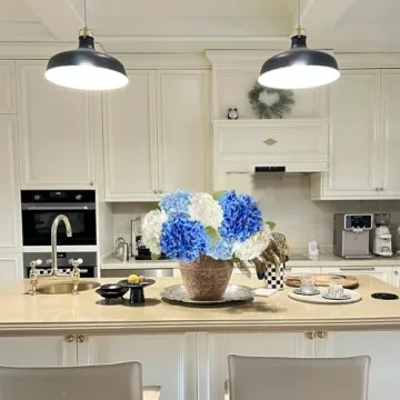 YalzoneMet 3 Pcs 21’’ Graduated Blue Artificial Hydrangea Real Looking Lifelike Real Touch Faux Long Stem Big Hydrangea for Home Party Outdoor Christmas Decor Table Centerpiece