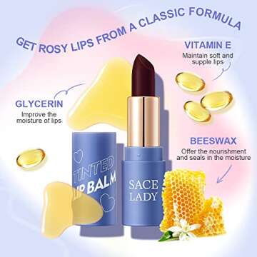 SACE LADY Tinted Lip Balm Set, Hydrating Natural Lip Moisturizer for Dry Cracked Lips, Long Lasting Color Changing Lipstick for Women 3 Shades