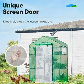 Quictent 56''x29''x77'' Greenhouse Mesh Door 2 Windows 3 Tiers 6 Shelves Green House Walk in Outdoor...