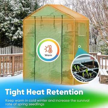 Quictent 56''x29''x77'' Greenhouse Mesh Door 2 Windows 3 Tiers 6 Shelves Green House Walk in Outdoor Portable Plant Garden 50 T-Type Plant Tags 8 Stakes 4 Ropes Green Cover