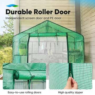 Quictent 56''x29''x77'' Greenhouse Mesh Door 2 Windows 3 Tiers 6 Shelves Green House Walk in Outdoor Portable Plant Garden 50 T-Type Plant Tags 8 Stakes 4 Ropes Green Cover
