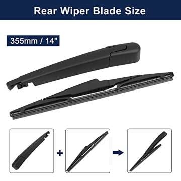 X AUTOHAUX Rear Windshield Wiper Blade Arm Set for Kia Carens 13-19 for Kia Sportage 16-22 for Hyund...