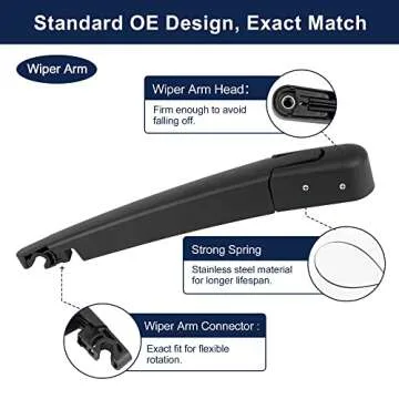 X AUTOHAUX Rear Windshield Wiper Blade Arm Set for Kia Carens 13-19 for Kia Sportage 16-22 for Hyundai I10 13-22