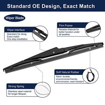 X AUTOHAUX Rear Windshield Wiper Blade Arm Set for Kia Carens 13-19 for Kia Sportage 16-22 for Hyundai I10 13-22