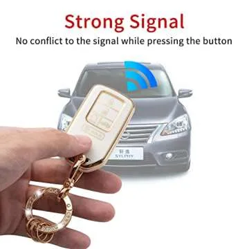 Gematay For Honda Key Fob Cover, Car Key Case Protector for Honda Civic Accord Pilot CRV Odyssey Key Fob Shell with keychain, White