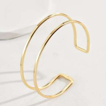 XUENMB Gold Cuff - Adjustable Minimalist Arm Bracelet