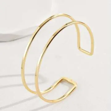 XUENMB Gold Cuff - Adjustable Minimalist Arm Bracelet