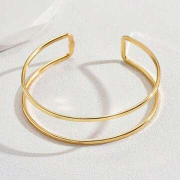 XUENMB Gold Cuff - Adjustable Minimalist Arm Bracelet