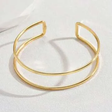 XUENMB Gold Cuff - Adjustable Minimalist Arm Bracelet