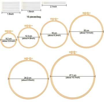 6 Pcs Embroidery Hoop 6 Size, Round Plastic Cross Stitch Hoop with 16 Needles (3.6In to 10.7 in), Sm...