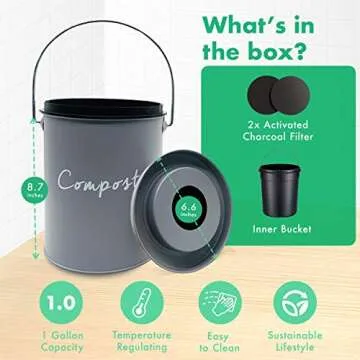 COMPOST BIN - matte grey