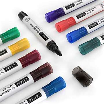 Vibrant ARTEZA Glass Dry Erase Markers - 10 Colors