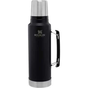 Stanley Classic Vacuum Insulated Wide Mouth Bottle - Matte Black - BPA-Free 18/8 Stainless Steel Thermos for Cold & Hot Beverages - 1.5 QT