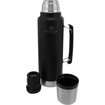 Stanley Classic Vacuum Insulated Wide Mouth Bottle - Matte Black - BPA-Free 18/8 Stainless Steel Thermos for Cold & Hot Beverages - 1.5 QT