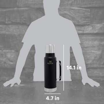 Stanley Classic Vacuum Insulated Wide Mouth Bottle - Matte Black - BPA-Free 18/8 Stainless Steel Thermos for Cold & Hot Beverages - 1.5 QT