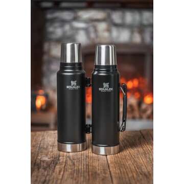 Stanley Classic Vacuum Insulated Wide Mouth Bottle - Matte Black - BPA-Free 18/8 Stainless Steel Thermos for Cold & Hot Beverages - 1.5 QT
