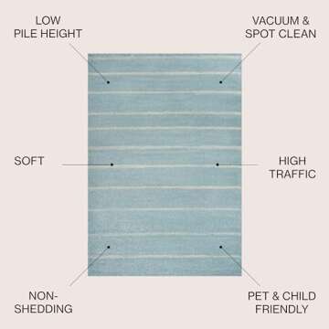 JONATHAN Y MOH201B-8 Williamsburg Minimalist Stripe Area Rug, Contemporary, Modern, Bohemian, Scandi...