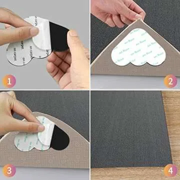 Rug Pad Gripper 12 Pack, Double Sided Non-Slip Rug Pads,Washable Rug Tape Stickers Area Rug Pad Carpet Tape Corner Side Gripper for Hardwood Floors and Tile