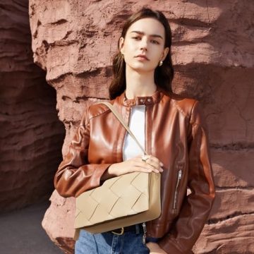 BOSTANTEN Woven Vegan Leather Hobo Bag for Women