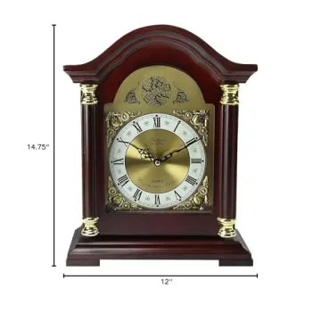 Elegant Bedford Redwood Mantel Clock with Chimes