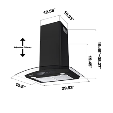 CIARRA Black Range Hood with Soft Touch Control 30"