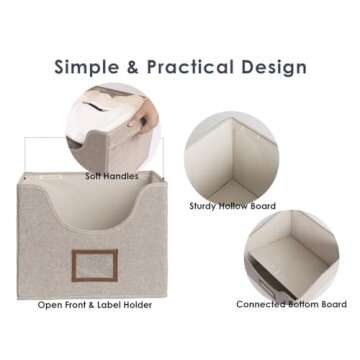 StorageWorks Closet Storage Bins, Fabric Storage Bins, Shelf Storage Baskets with Cutout Window and 2 Handles, Closet Bins for Shelves, Large, Brown, 4-Pack