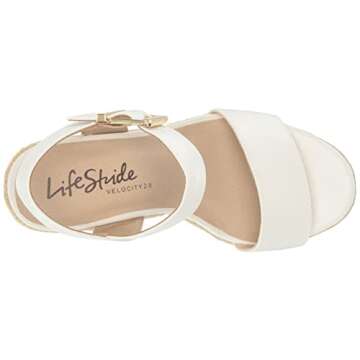 LifeStride Womens Tango 2 Espadrille Wedge Sandal White 6 M