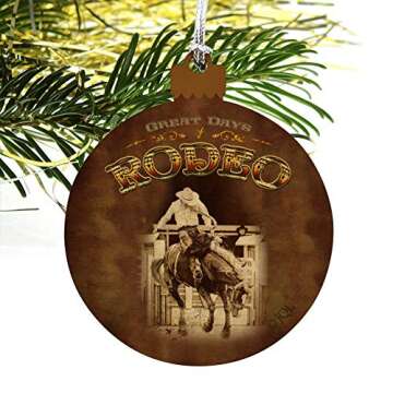 GRAPHICS & MORE Cowboy Western Rodeo Vintage Horse Bucking Riding Wood Christmas Tree Holiday Ornament