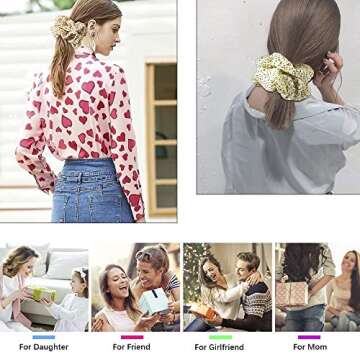 Scrunchies Hair Ties for Women - Big Silk Satin Scrunchie Exra Large Jumbo Gaint Oversized Cute Scrunchy for Curl Thick Hair Yellow Ligas Para el Cabello De Mujer Decorations Gift for Girls