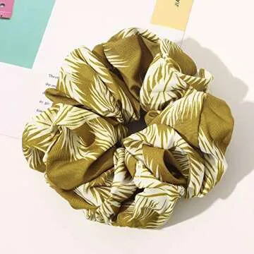 Scrunchies Hair Ties for Women - Big Silk Satin Scrunchie Exra Large Jumbo Gaint Oversized Cute Scrunchy for Curl Thick Hair Yellow Ligas Para el Cabello De Mujer Decorations Gift for Girls