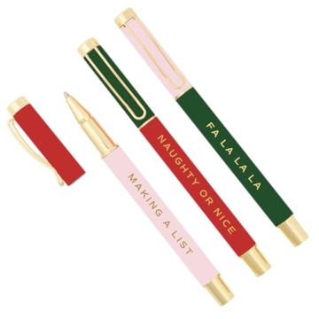 Sweet Water Decor Holiday Cheer Christmas Pens - Cute Pens with Making A List, Naughty or Nice & Fa ...