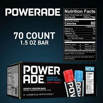 POWERADE Sports Freezer Bars - 70 Count Refreshing Pops