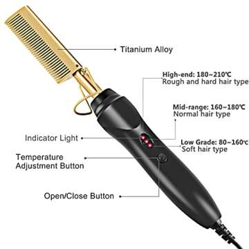 Hot Ceramic Hair Straightener, Electric Heating Brush for Travel - Anti-Scald Beard Press with Curling Iron
