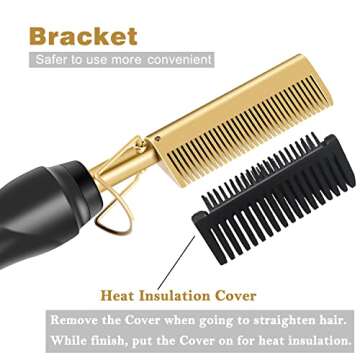 Hot Ceramic Hair Straightener, Electric Heating Brush for Travel - Anti-Scald Beard Press with Curling Iron