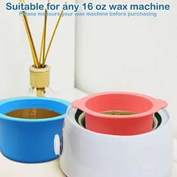 Silicone Wax Warmer Liners with Spatula Sticks - 2 Pcs Non-Stick Reusable Wax Melt Bowls for Hair Removal (Blue, Pink)