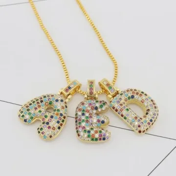 Trendy DIOWUS Bubble Letter Necklace for Women