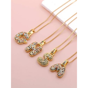 Trendy DIOWUS Bubble Letter Necklace for Women