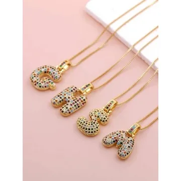Trendy DIOWUS Bubble Letter Necklace for Women