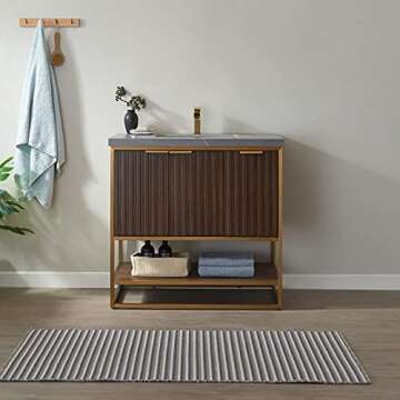 Luxury Vinnova Donostia 36" Bathroom Vanity in Light Walnut