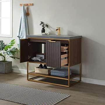 Luxury Vinnova Donostia 36" Bathroom Vanity in Light Walnut