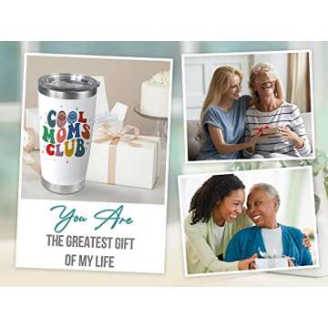 TEEZWONDER Gifts for Mom from Daughter, Son - Mothers Day, Christmas, Birthday Gifts for Women, Mama, Stepmom, Mother in Law - Cool Moms Club 20 oz Stainless Steel Tumbler