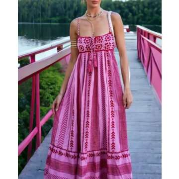 Stylish Women's Boho Cami Maxi Dress for Summer Fun