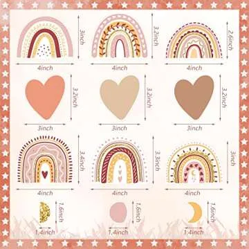 Flutesan 18 Pcs Boho Refrigerator Magnets Cute Rainbow Magnetic Stickers Locker Magnets for Girls Bo...